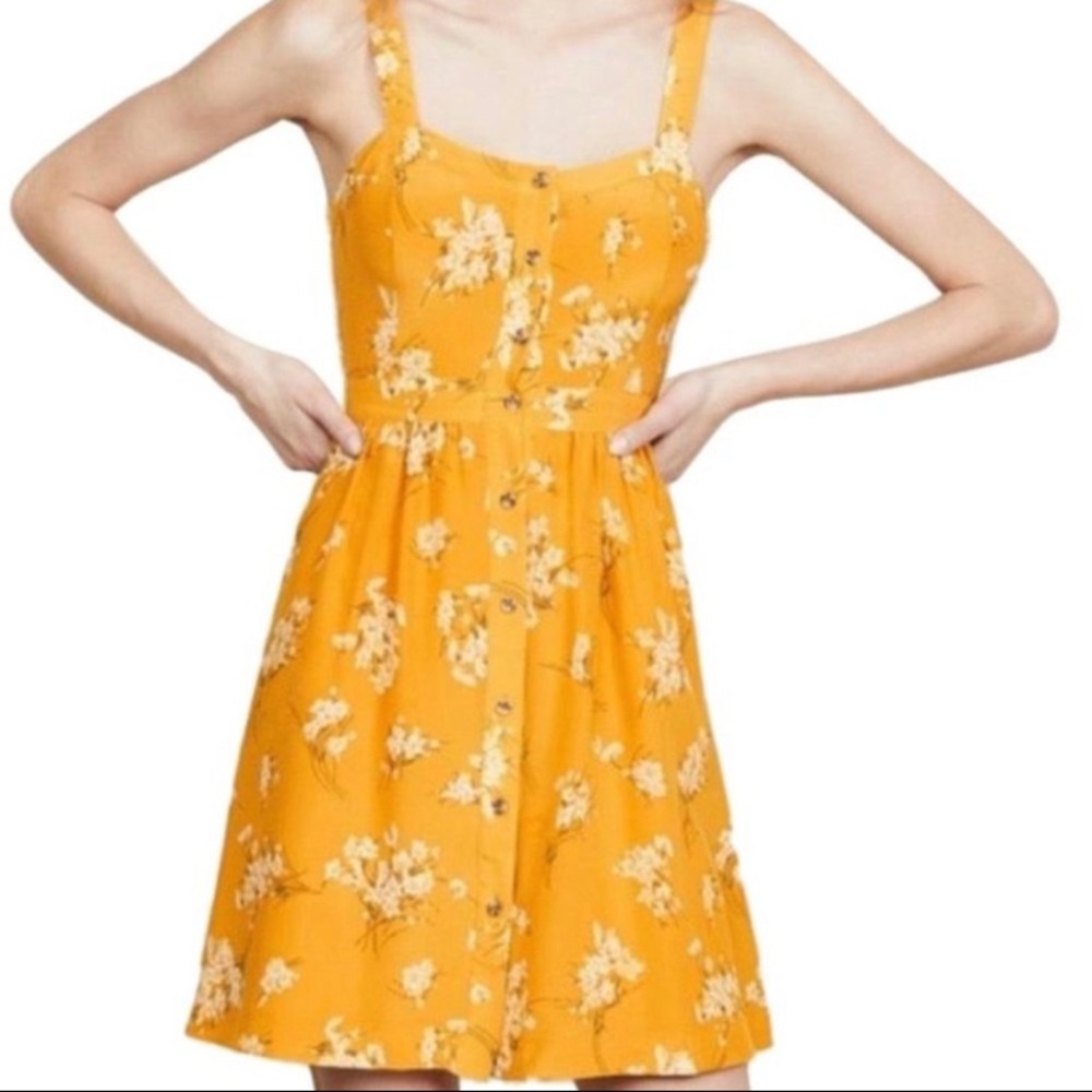 Madewell Yellow Floral Bow Back Dress